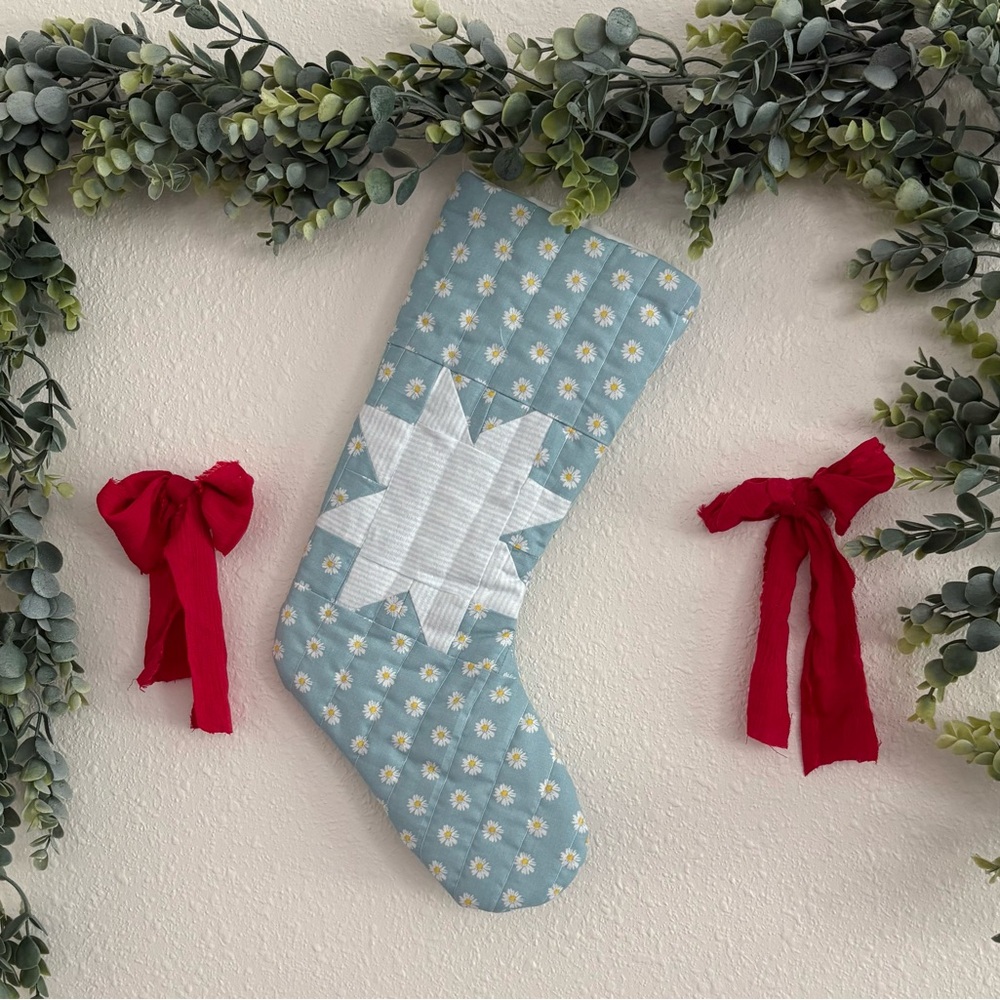 Blue and White Holiday Stocking